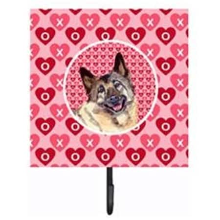 Jensendistributionservices 4.25 x 7 in. Norwegian Elkhound Valentines Love and Hearts Leash Or Key Holder MI1709178